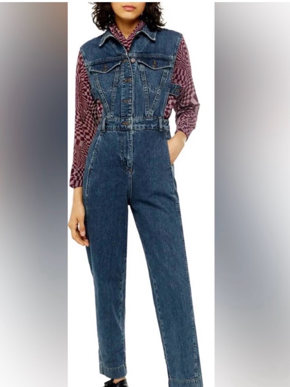 Topshop Blue Denim Overalls - Fitted High-Waist Style
